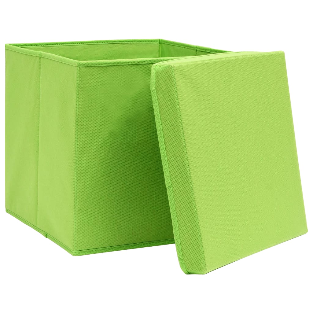 Vidaxl opbevaringsbokse med låg 10 St 28x28x28 cm grøn