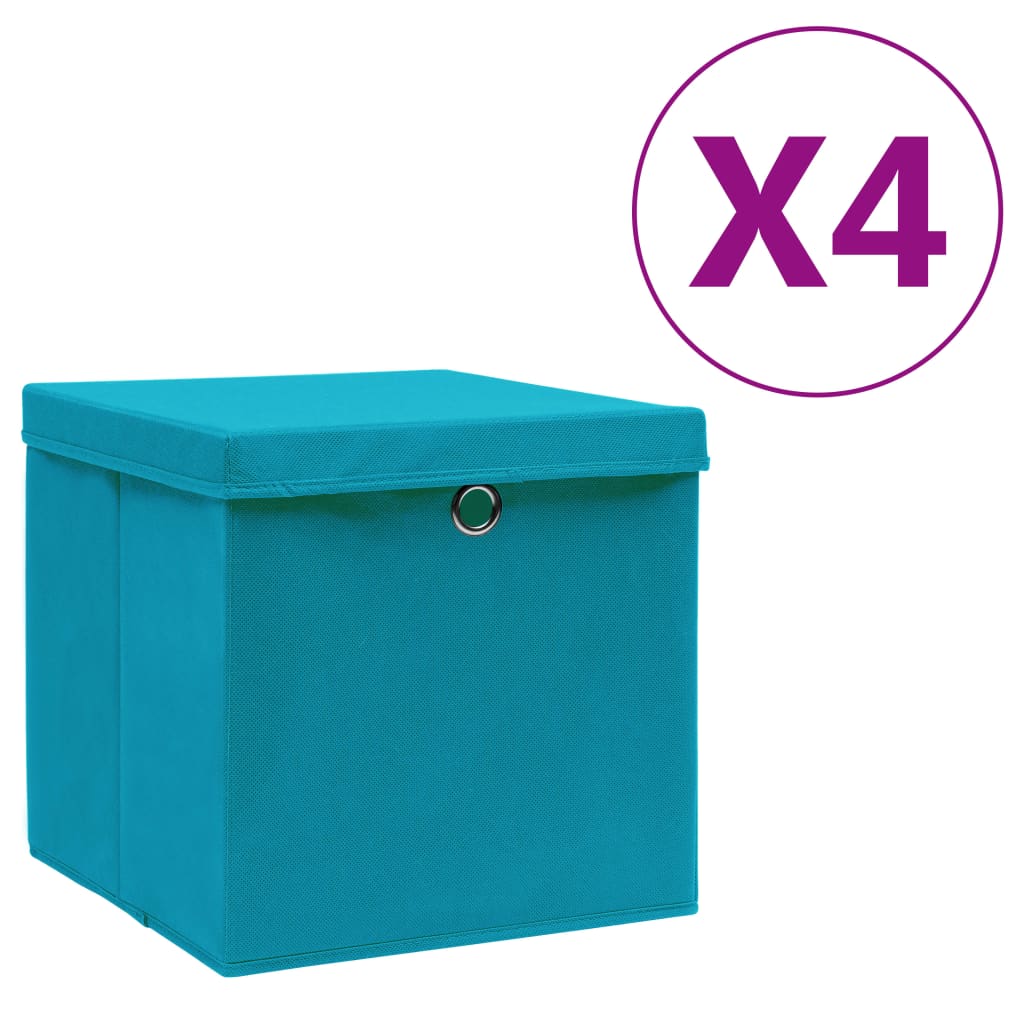 Vidaxl opbevaringsbokse med låg 4 stk 28x28x28 cm babyblå