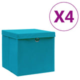 Vidaxl opbevaringsbokse med låg 4 stk 28x28x28 cm babyblå