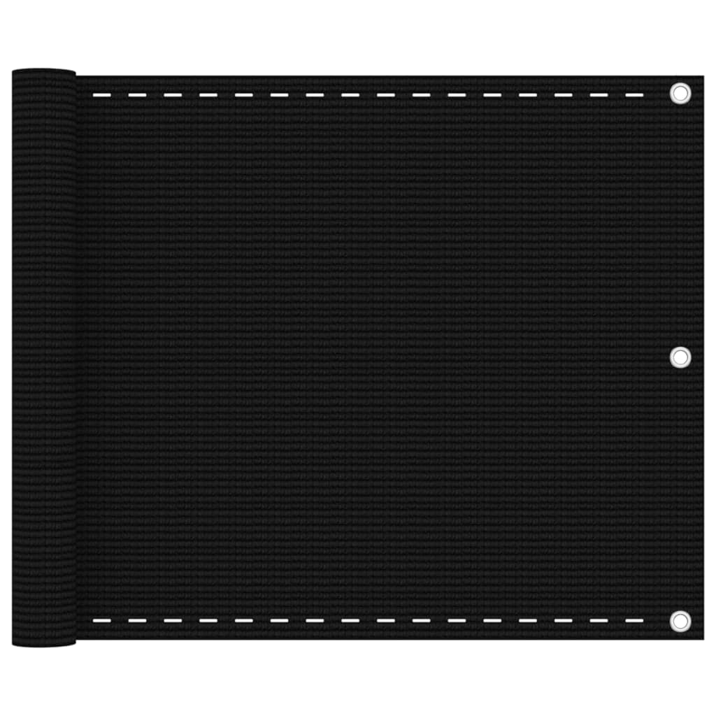 Vidaxl balkonskærm 75x500 cm HDPE sort