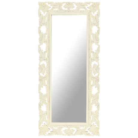 Vidaxx Mirror Håndskåret 110x50 cm Solid Mango Wood White