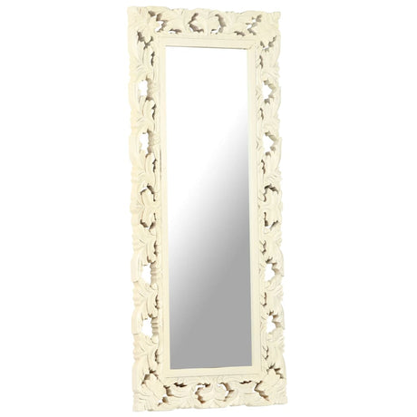 Vidaxx Mirror Håndskåret 110x50 cm Solid Mango Wood White