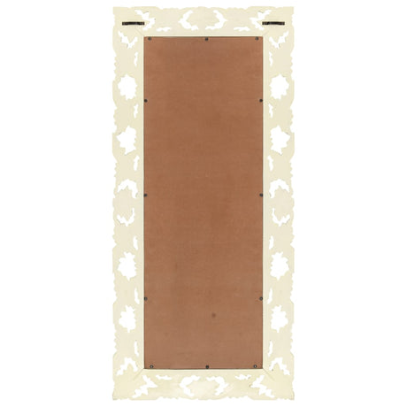 Vidaxx Mirror Håndskåret 110x50 cm Solid Mango Wood White