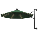 Vidaxl vægparasol med LED'er 300 cm grøn
