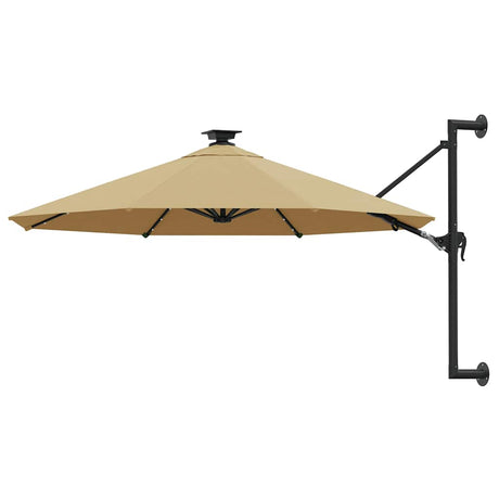 Vidaxl vægparasol med LED'er 300 cm taupe
