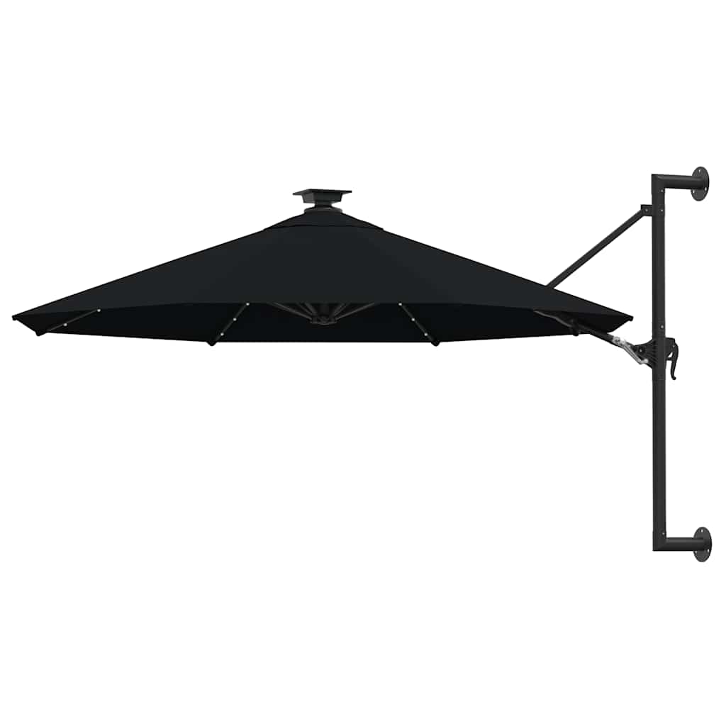 Vidaxl vægparasol med LED'er 300 cm sort