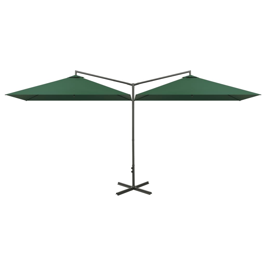 Vidaxl Parasol dobbelt med stålstang 600x300 cm grøn