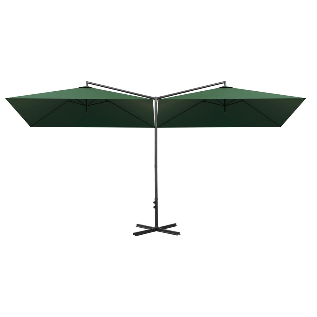Vidaxl Parasol dobbelt med stålstang 600x300 cm grøn