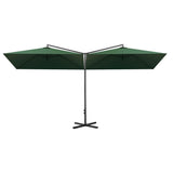 Vidaxl Parasol dobbelt med stålstang 600x300 cm grøn