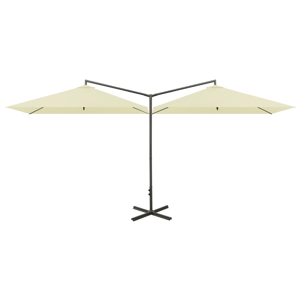 Vidaxl parasol dobbelt med stålstang 600x300 cm sand -farvet
