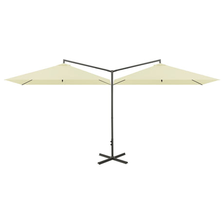 Vidaxl parasol dobbelt med stålstang 600x300 cm sand -farvet