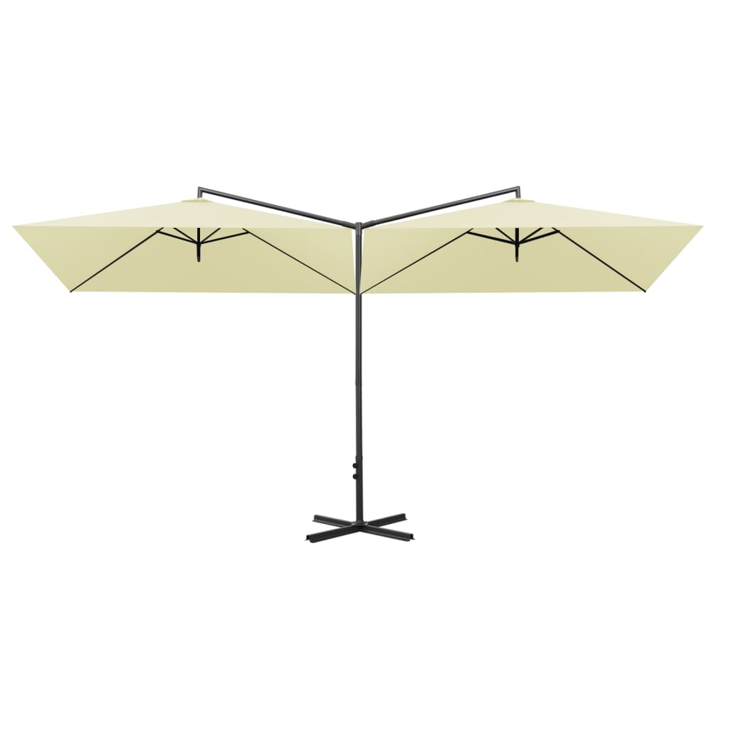 Vidaxl parasol dobbelt med stålstang 600x300 cm sand -farvet