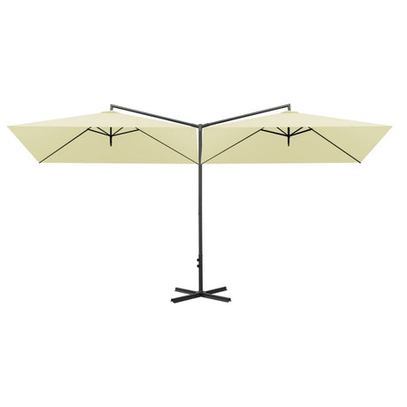 Vidaxl parasol dobbelt med stålstang 600x300 cm sand -farvet