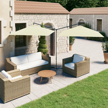 Vidaxl parasol dobbelt med stålstang 600x300 cm sand -farvet