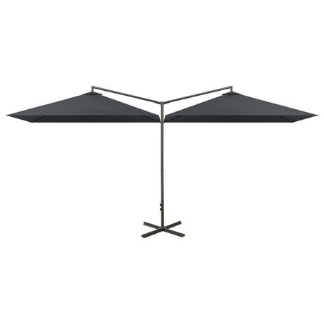 Vidaxl parasol dobbelt med stålstang 600x300 cm antracit -farvet