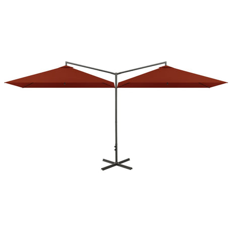 Vidaxl Parasol dobbelt med stålstang 600x300 cm terracotta -farvet