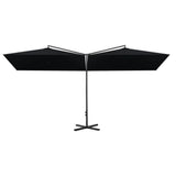 Vidaxl parasol dobbelt med stålstang 600x300 cm sort