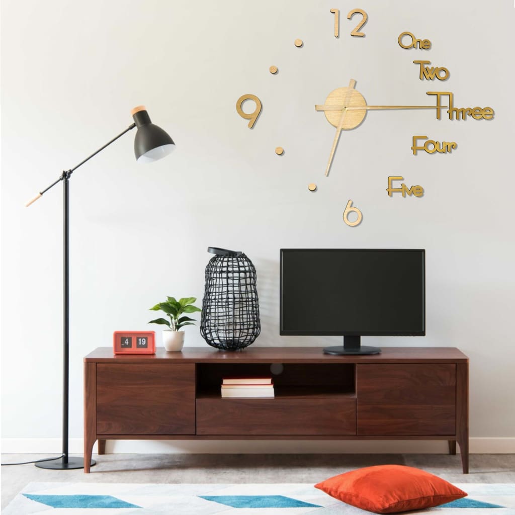 Vidaxl 3d Wall Clock Moderne xxl 100 cm guldfarvet