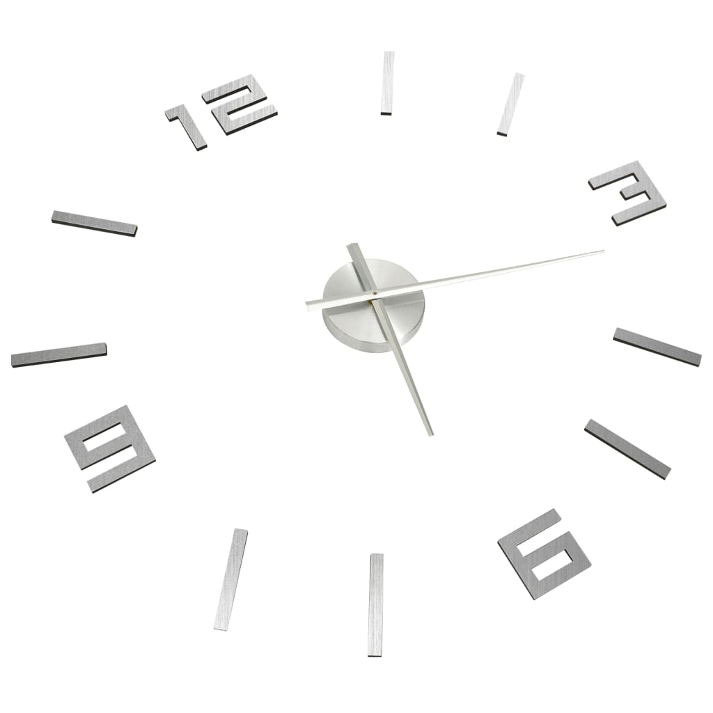 Vidaxl 3d Wall Clock Moderne xxl 100 cm sølvfarvet