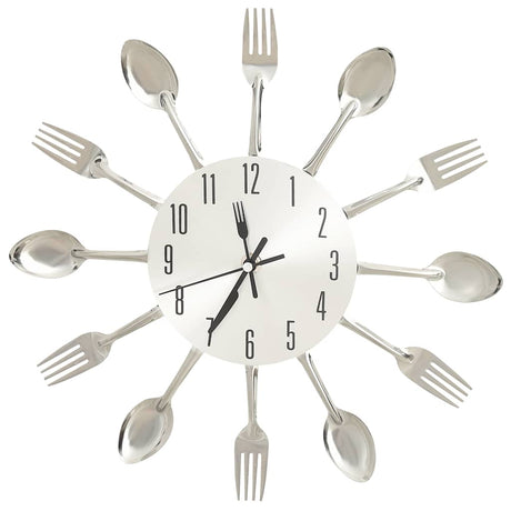 Vidaxl Wall Clock Spoon-and-Frokk 31 cm aluminium sølvfarvet