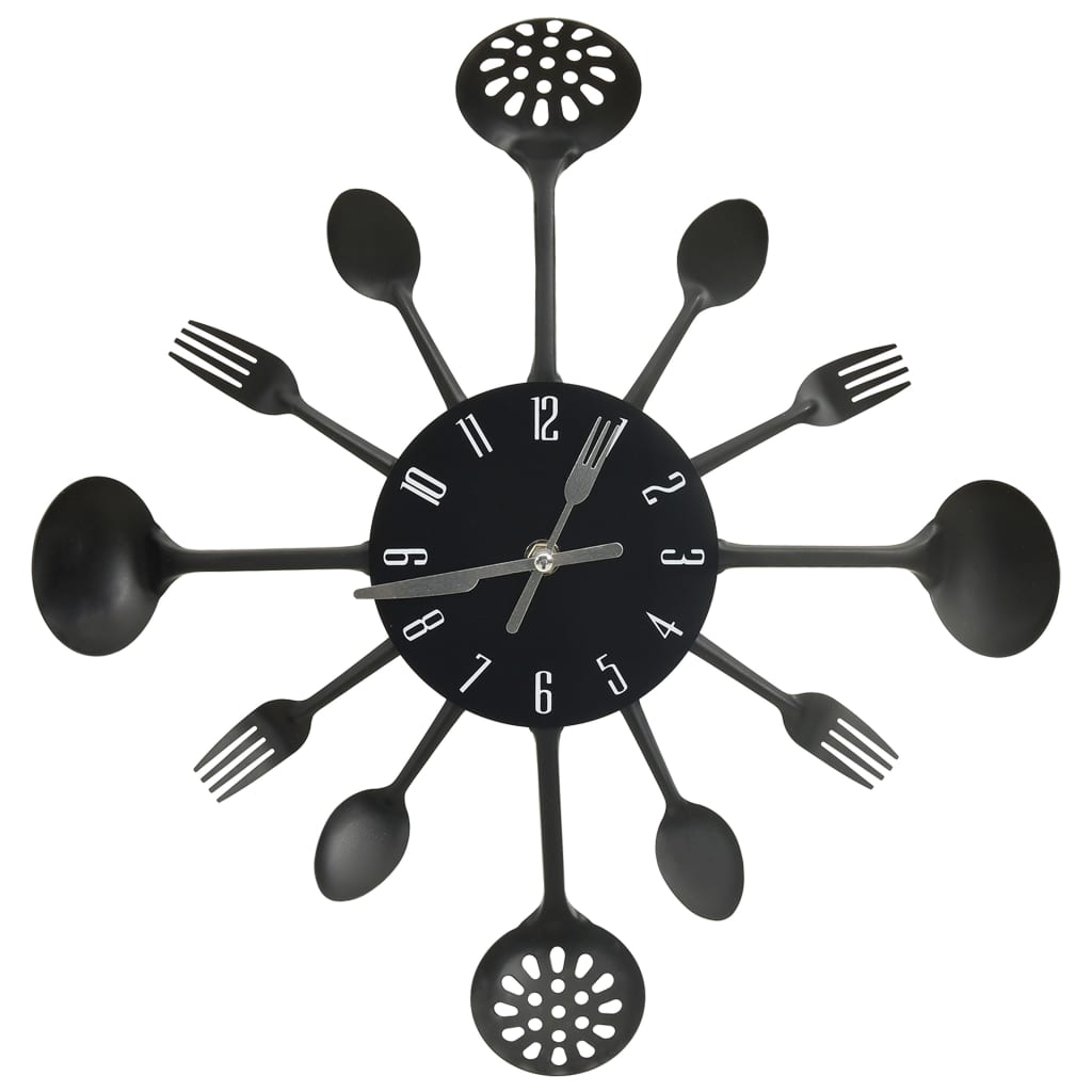Vidaxl Wall Clock Spoon-And-Frokk 40 cm aluminium sort
