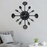 Vidaxl Wall Clock Spoon-And-Frokk 40 cm aluminium sort