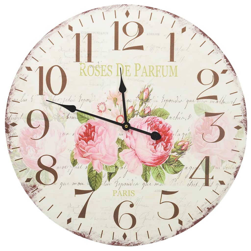 Vidaxl vægur Vintage stil 60 cm blomster