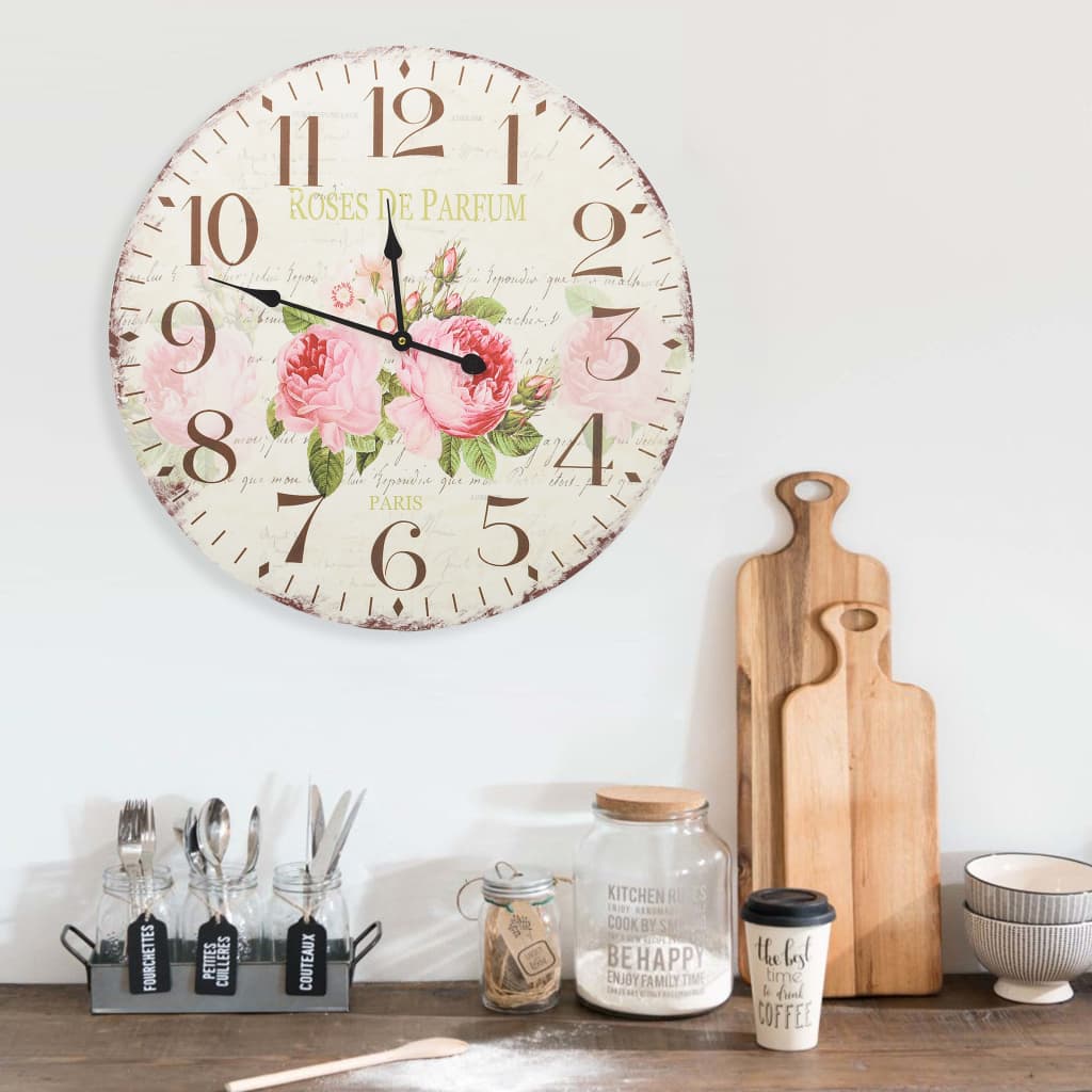 Vidaxl vægur Vintage stil 60 cm blomster
