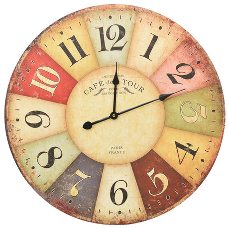 Vidaxl Wall Clock Vintage Style 60 cm Multi -farvet