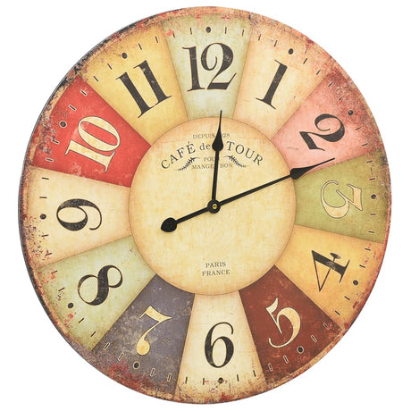 Vidaxl Wall Clock Vintage Style 60 cm Multi -farvet