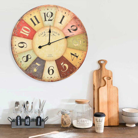 Vidaxl Wall Clock Vintage Style 60 cm Multi -farvet