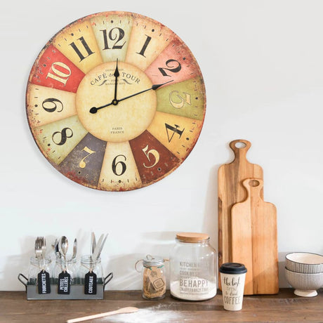 Vidaxl Wall Clock Vintage Style 60 cm Multi -farvet