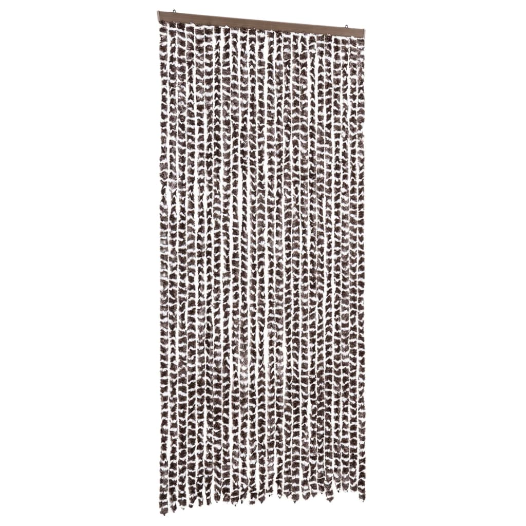 Vidaxl Fly Curtain 100x220 cm Chenille Brown and White