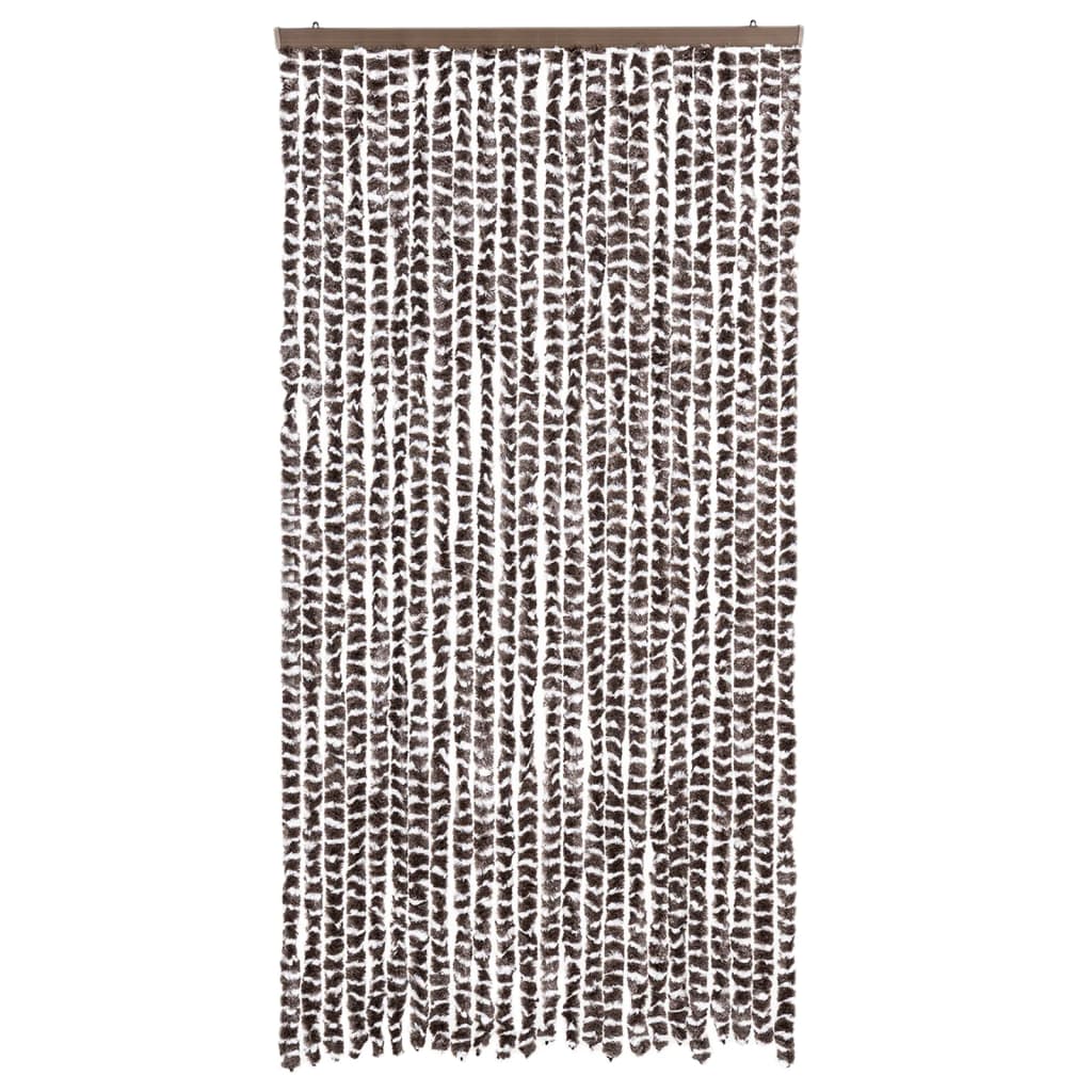 Vidaxl Fly Curtain 100x220 cm Chenille Brown and White