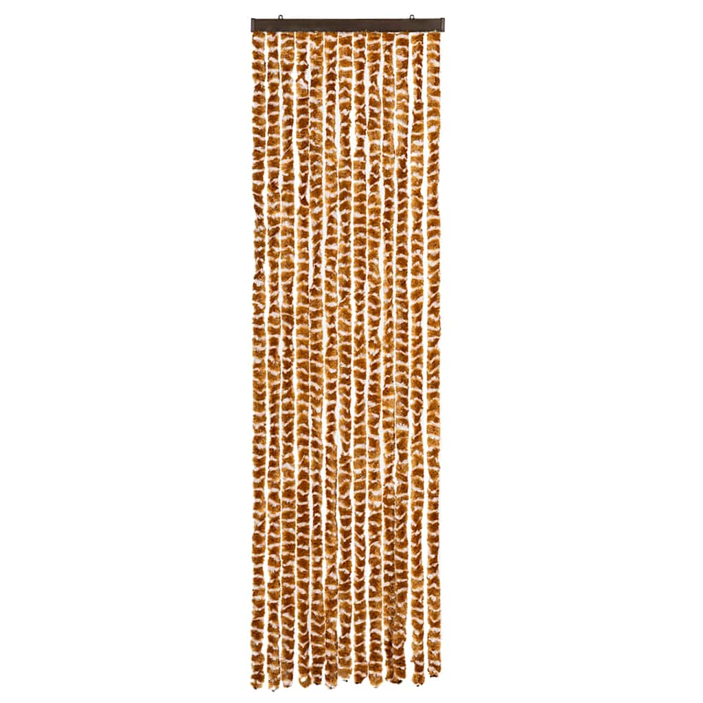 Vidaxl Fly Curtain 56x185 cm Chenille Ocher and White