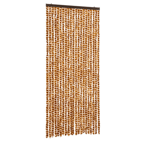 Vidaxl Fly Curtain 90x220 cm Chenille Ocher and White