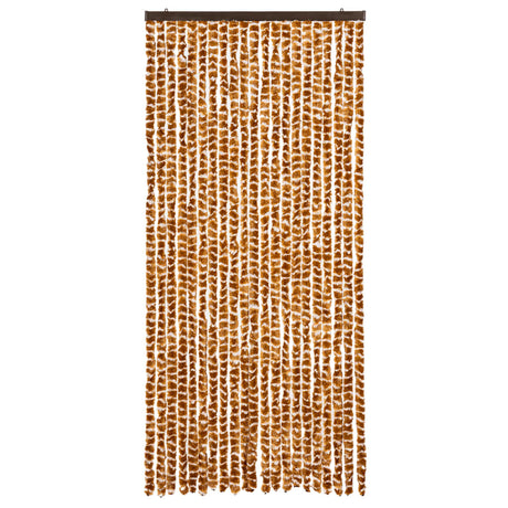Vidaxl Fly Curtain 90x220 cm Chenille Ocher and White