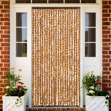 Vidaxl Fly Curtain 90x220 cm Chenille Ocher and White