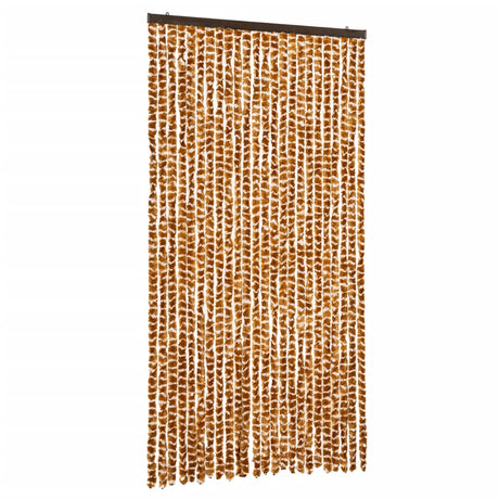 Vidaxl Fly Curtain 100x220 cm Chenille Ocher and White