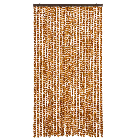 Vidaxl Fly Curtain 100x220 cm Chenille Ocher and White