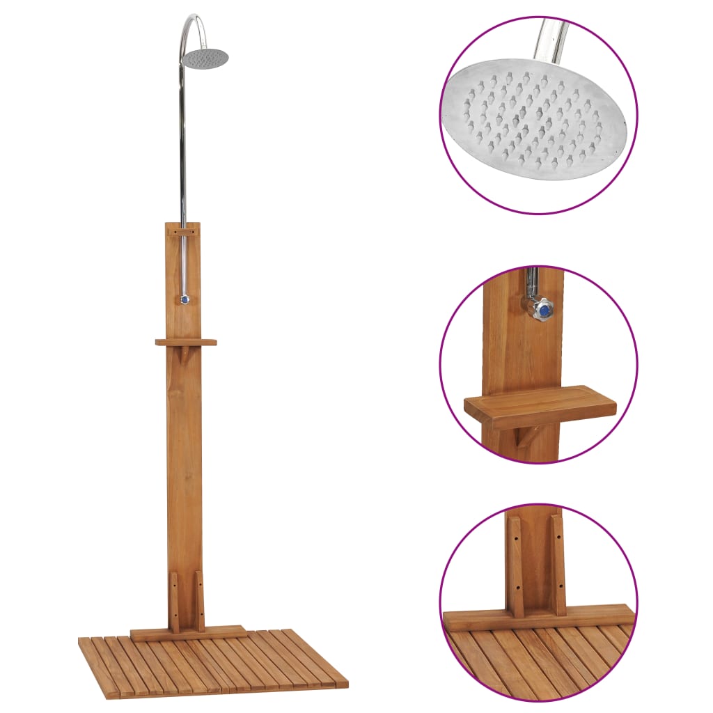 Vidaxx udendørs bruser 75x75x210 cm solid teak