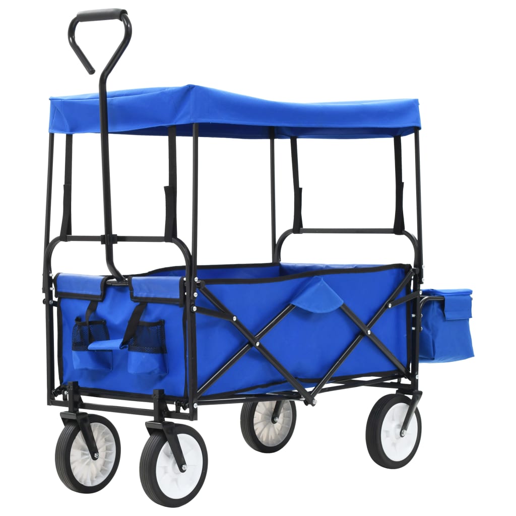 Vidaxl Handkar sammenfoldelig med Luifel Steel Blue