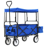 Vidaxl Handkar sammenfoldelig med Luifel Steel Blue