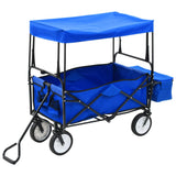 Vidaxl Handkar sammenfoldelig med Luifel Steel Blue