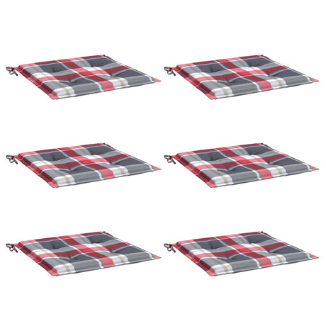 Vidaxl tuinstoelkussens 6 st 50x50x4 cm oxford stof ruitpatroon rood