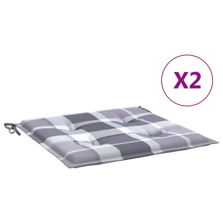 Vidaxl tuinstoelkussens 2 st 50x50x4 cm oxford stof ruitpatroon grijs