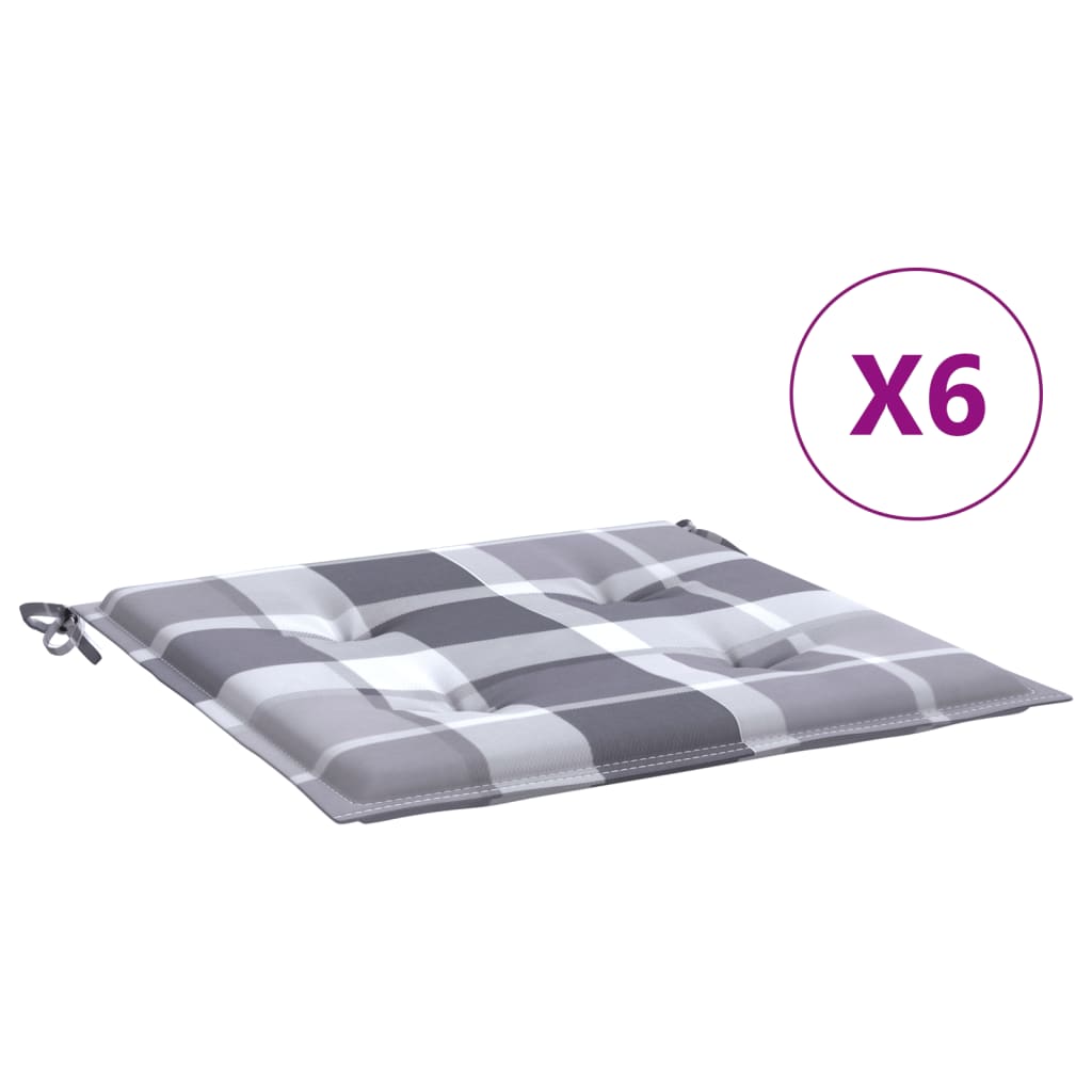 Vidaxl tuinstoelkussens 6 st 50x50x4 cm oxford stof ruitpatroon grijs
