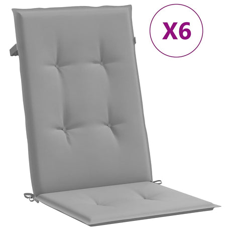 Vidaxl Garden stolpuder 6 st høj ryg 120x50x3 cm stof grå