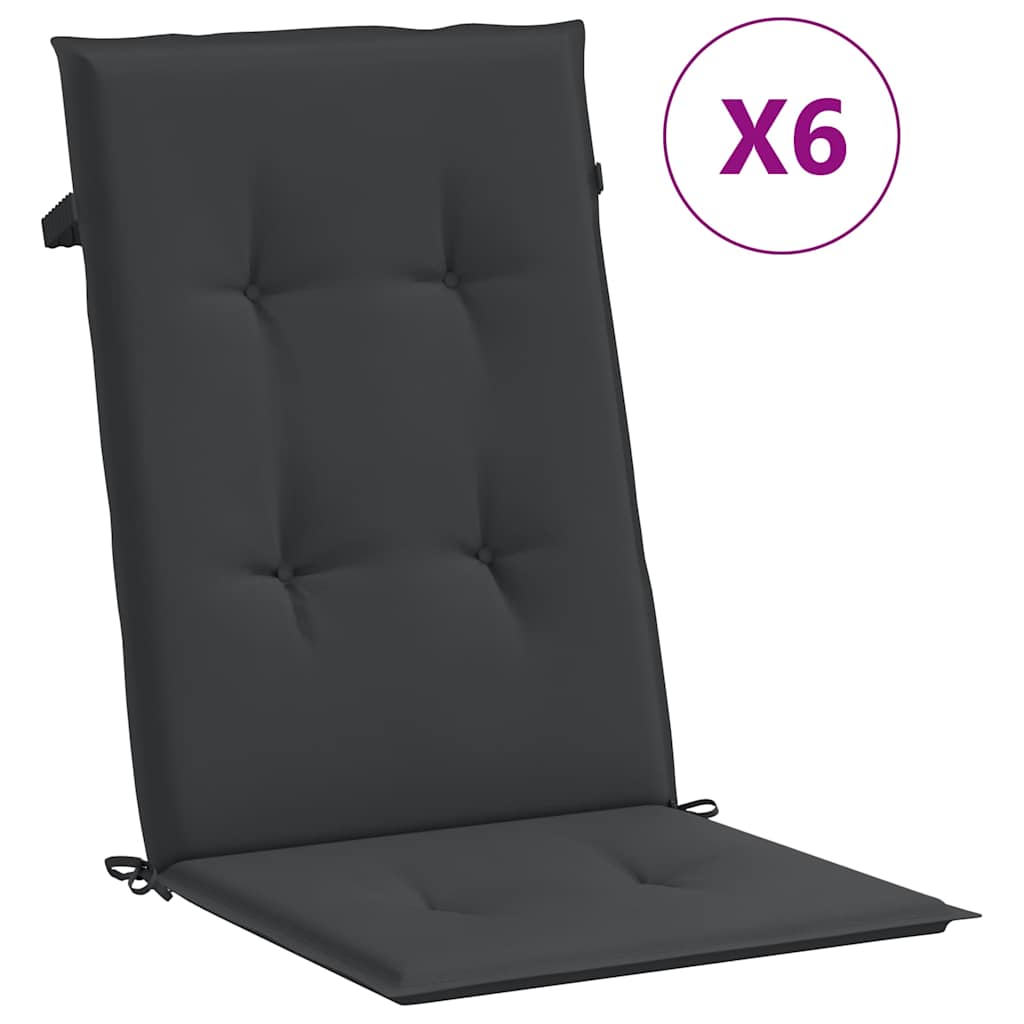 Vidaxl Garden Stol Puder 6 st Høj back 120x50x3 cm Stof sort sort