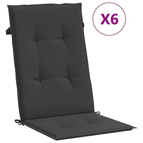 Vidaxl Garden Stol Puder 6 st Høj back 120x50x3 cm Stof sort sort